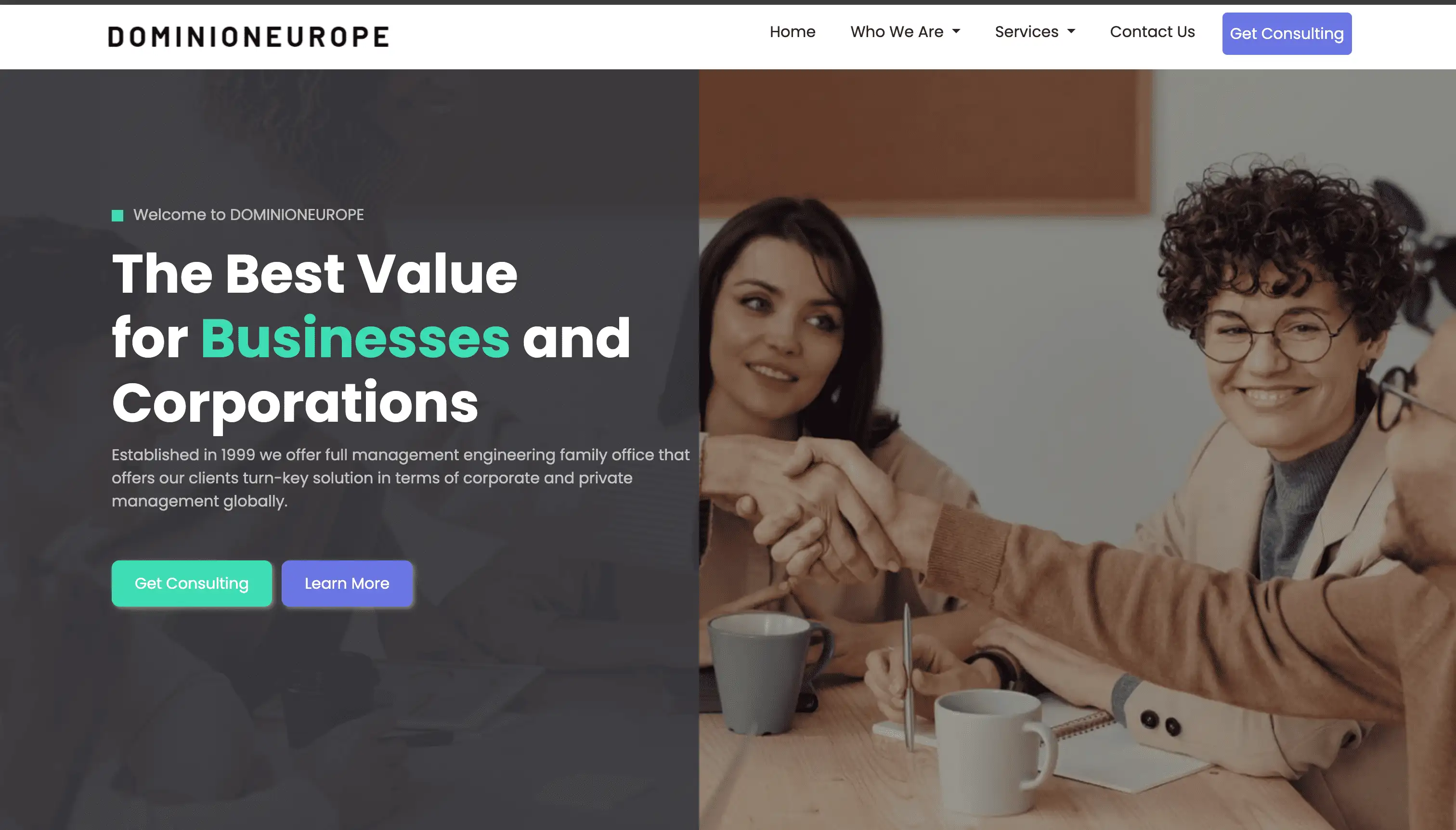 Dominion Europe, a website built by Snaper Digital